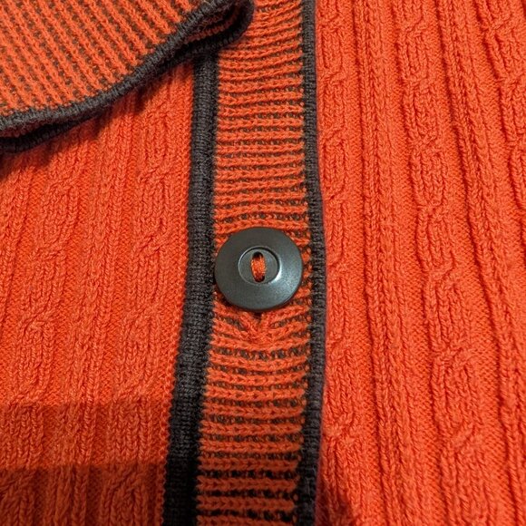 Liz Claiborne orange/red cardigan with brown accents, size M - Picture 5 of 14